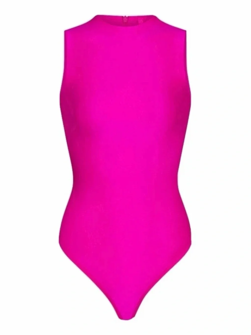 Skims Neon Pink Fuchsia Mock Neck Disco Bodysuit